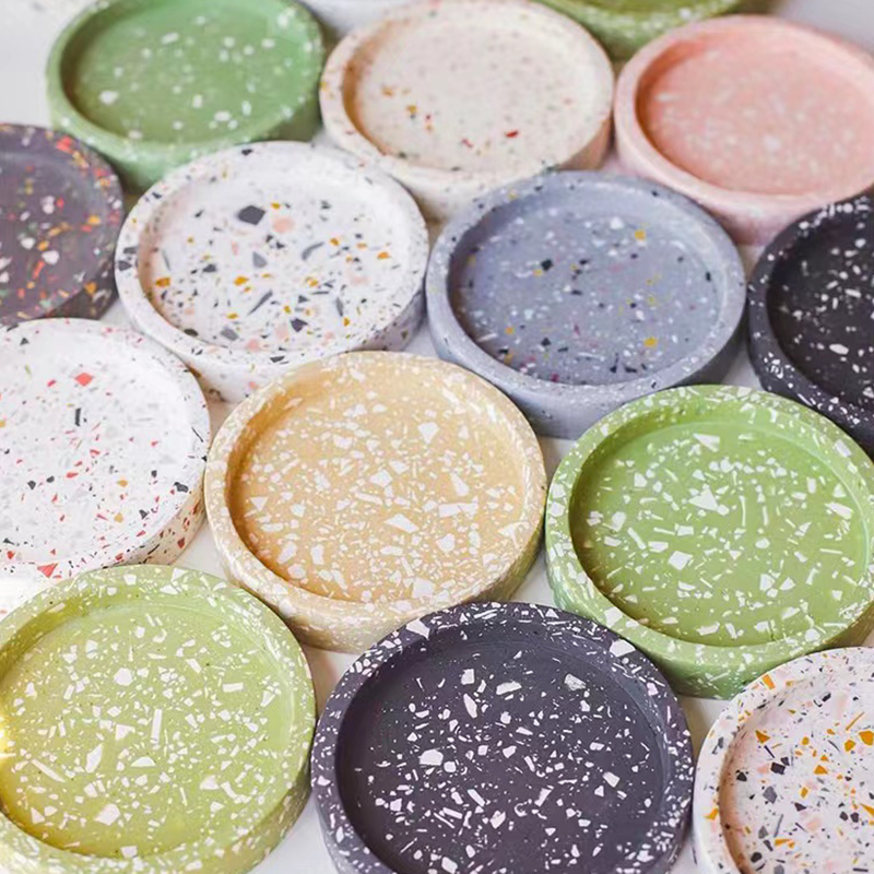 Coaster Mold Round - Moldes de cemento de bandeja redonda,
